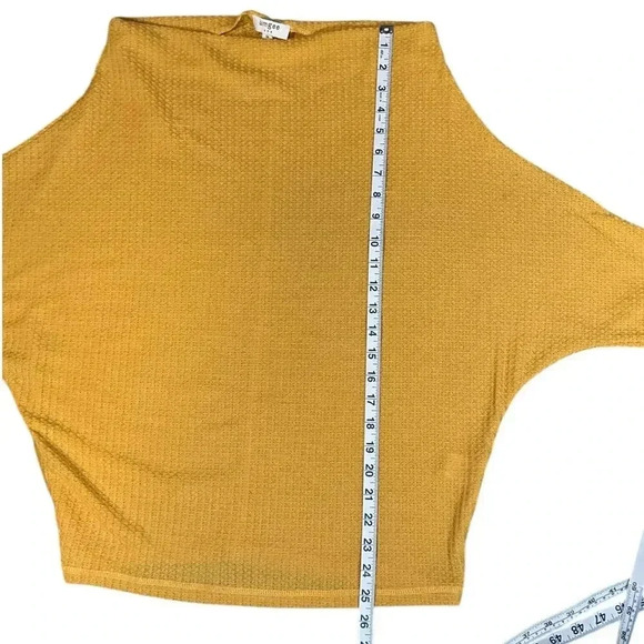 UMGEE Marigold Yellow Waffle Knit Dolman Sleeve Top Size Medium Casual - Picture 9 of 11